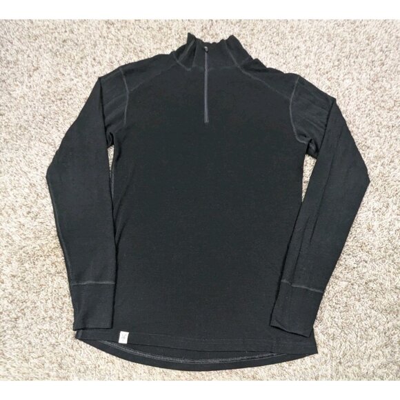 Ibex 1/4 Zip Pullover Mens XL Black Base Layer 100% New Zealand Merino Wool - Picture 1 of 5